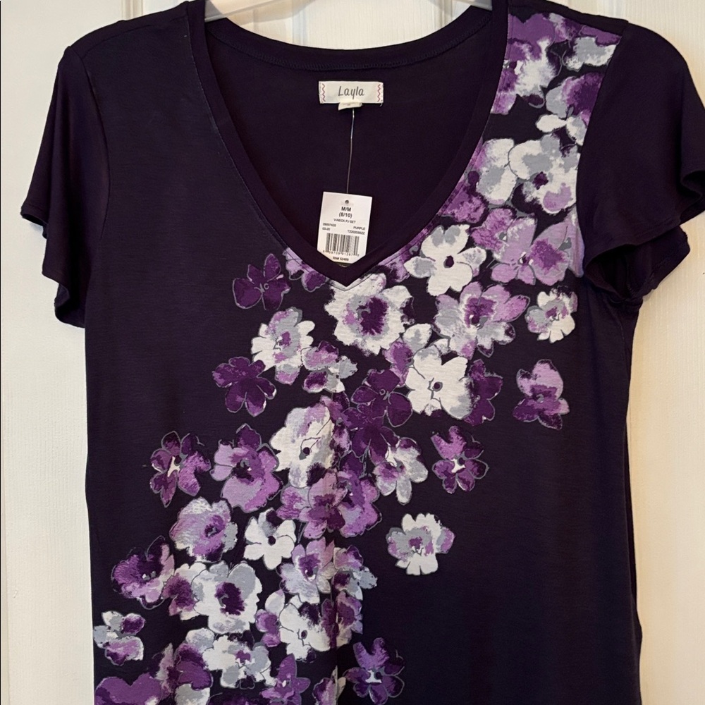 Top sleep womens new size M 8-10 Layla 95% rayon 5% spandex shirt sleeves